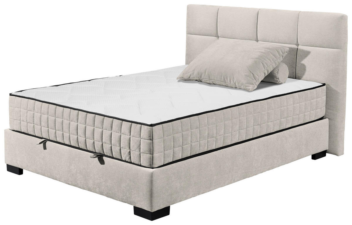 BOXBETT 120/200 cm  in Beige  - Beige/Schwarz, Modern, Holzwerkstoff/Kunststoff (120/200cm) - MID.YOU