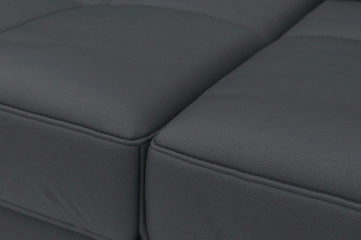 SEDACÍ SOUPRAVA, kůže, černá - černá, Basics, kov/textil (223/363/176cm) - Sit & More