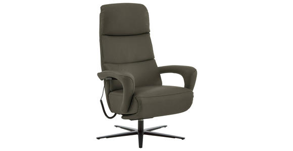 RELAXSESSEL in Leder Graubraun  - Graubraun/Schwarz, Design, Leder/Metall (76/110/86cm) - Dieter Knoll