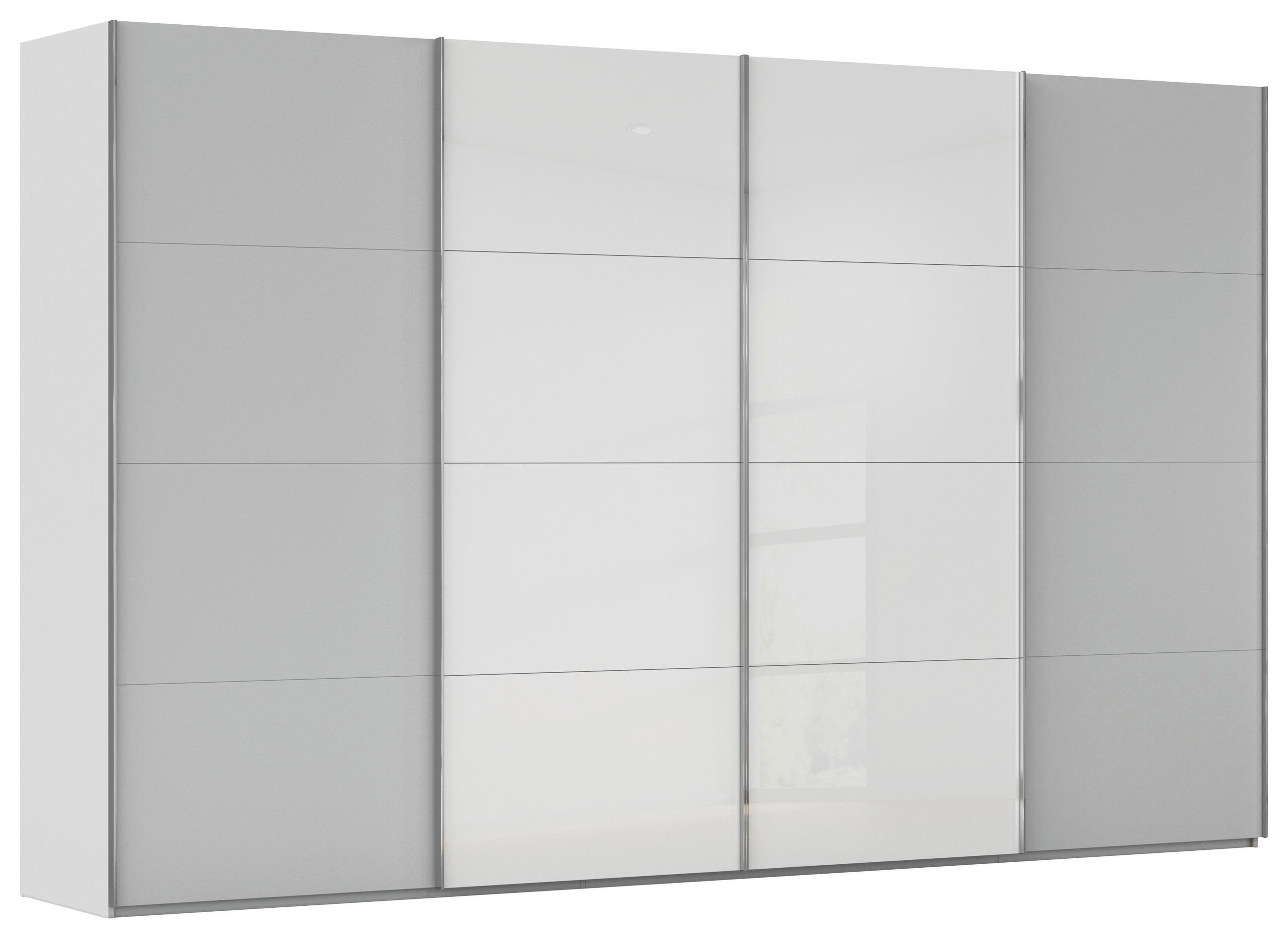 SCHWEBETÜRENSCHRANK 361/235/68 cm 4-türig  - Chromfarben, KONVENTIONELL, Glas/Holzwerkstoff (361/235/68cm) - Novel