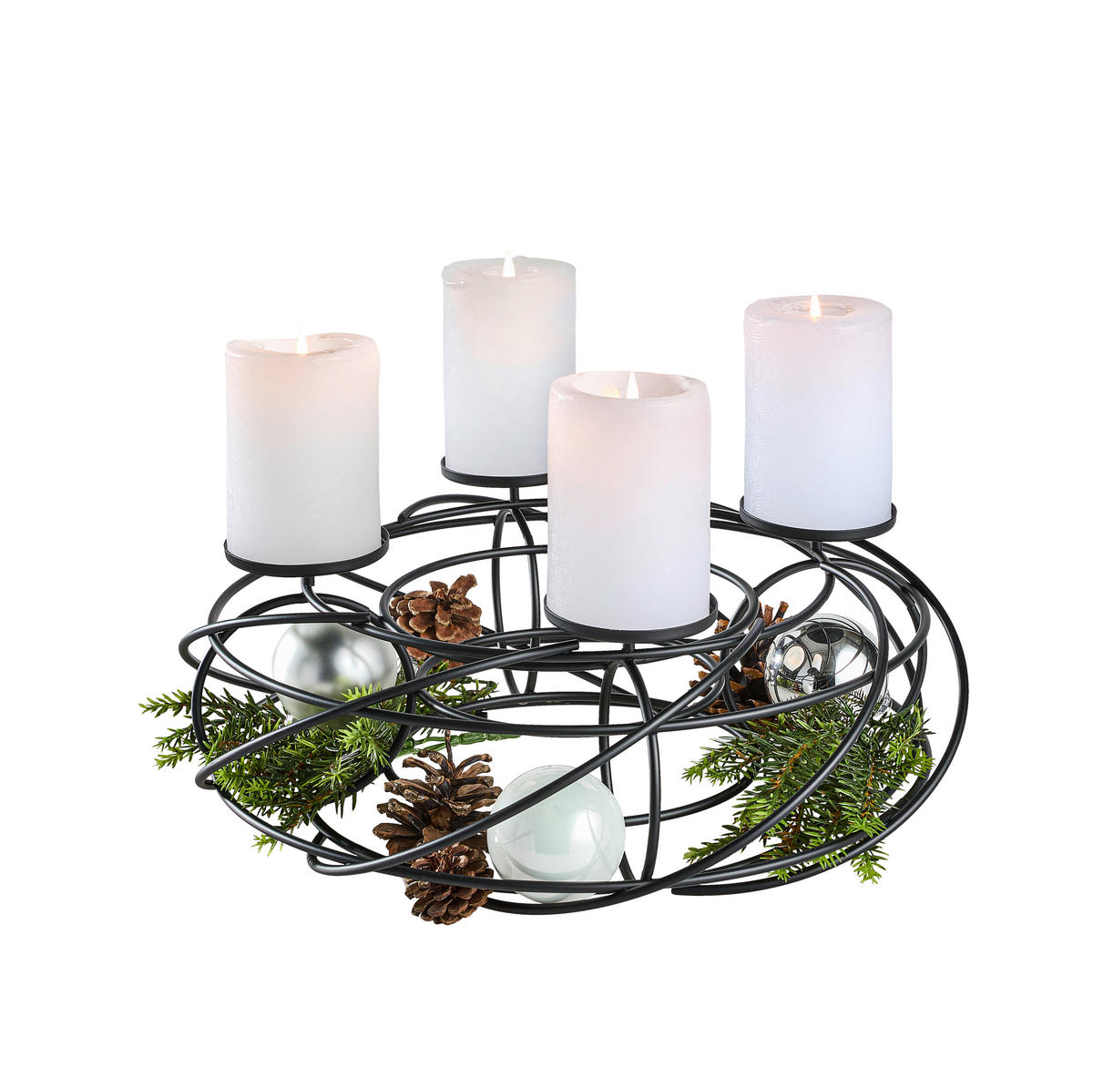 ADVENTSKRANZ  - Schwarz, MODERN, Metall (35cm) - Justinus