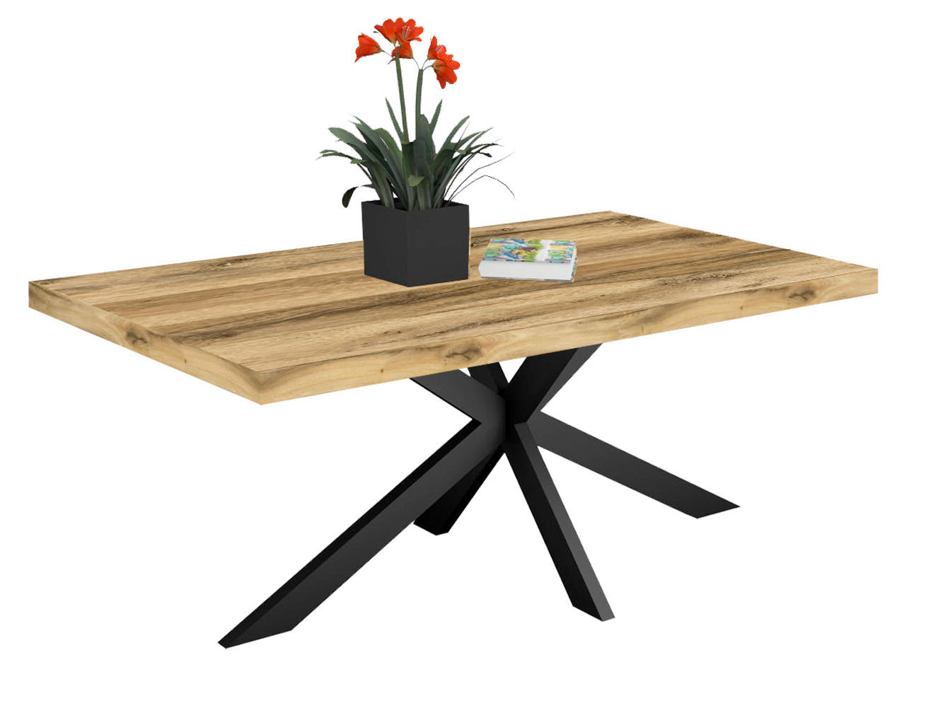 ESSTISCH in Metall, Holzwerkstoff 210/100/78,4 cm   - Eichefarben/Schwarz, KONVENTIONELL, Holzwerkstoff/Metall (210/100/78,4cm) - Hom`in