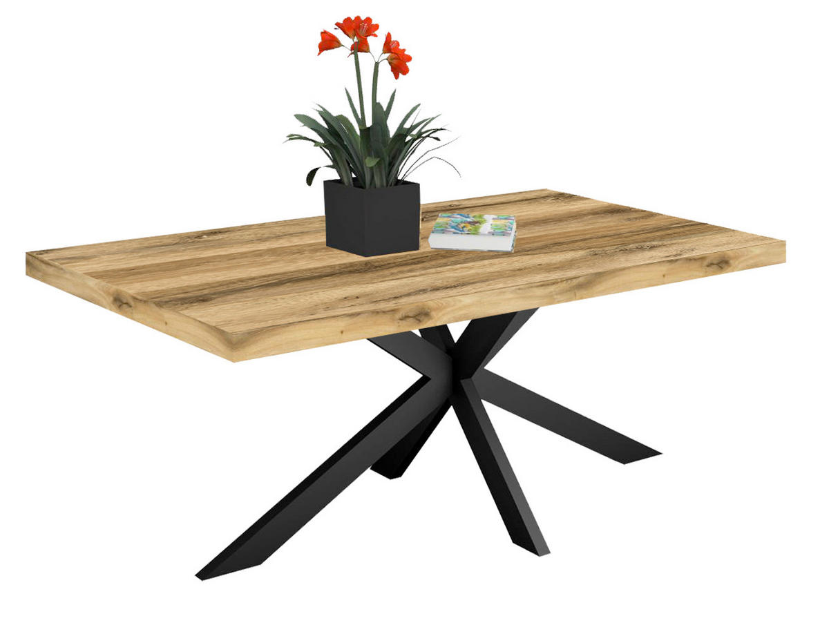 ESSTISCH in Metall, Holzwerkstoff 210/100/78,4 cm   - Eichefarben/Schwarz, KONVENTIONELL, Holzwerkstoff/Metall (210/100/78,4cm) - Hom`in
