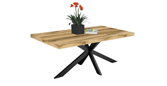 ESSTISCH in Metall, Holzwerkstoff 210/100/78,4 cm - Eichefarben/Schwarz, KONVENTIONELL, Holzwerkstoff/Metall (210/100/78,4cm) - Hom`in