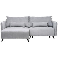 ECKSOFA in Cord Grau  175/254 cm  - Schwarz/Grau, Design, Textil/Metall (175/254cm) - Stylife