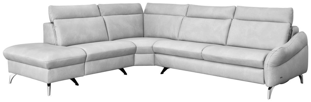 ECKSOFA in Echtleder Hellgrau  - Edelstahlfarben/Hellgrau, Konventionell, Leder/Metall (242/296cm) - Himolla Komfortklass