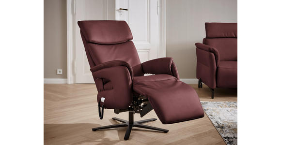 RELAXSESSEL in Leder Bordeaux  - Bordeaux/Schwarz, Design, Leder/Metall (70/117/85cm) - Dieter Knoll