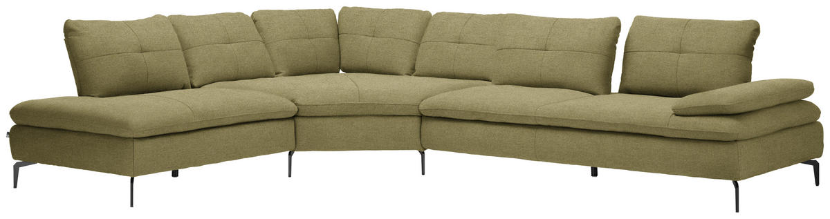 ECKSOFA in Flachgewebe Olivgrün  - Schwarz/Olivgrün, Design, Textil/Metall (271/344cm) - Chilliano