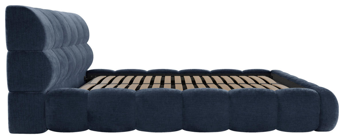 POLSTERBETT 180/200 cm,  in Blau, Lattenrost, Bettkasten,  - Blau/Schwarz, Design, Holz/Textil (180/200cm) - Chameo