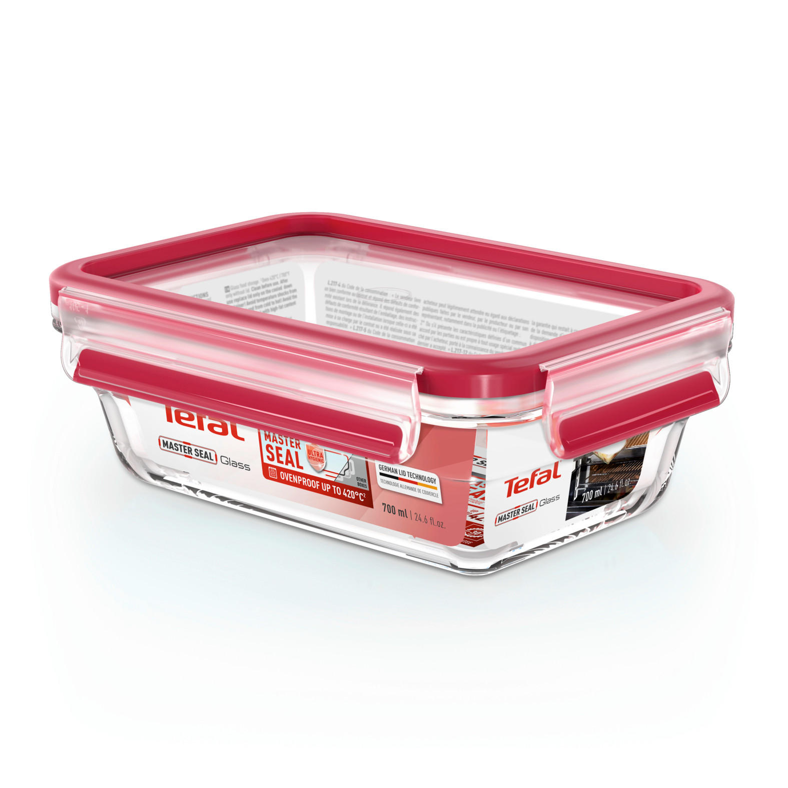 POSUDA ZA ČUVANJE NAMIRNICA  0,7 l   - prozirno/crvena, Basics, staklo/plastika (19.7/13.6/6.9cm) - Tefal