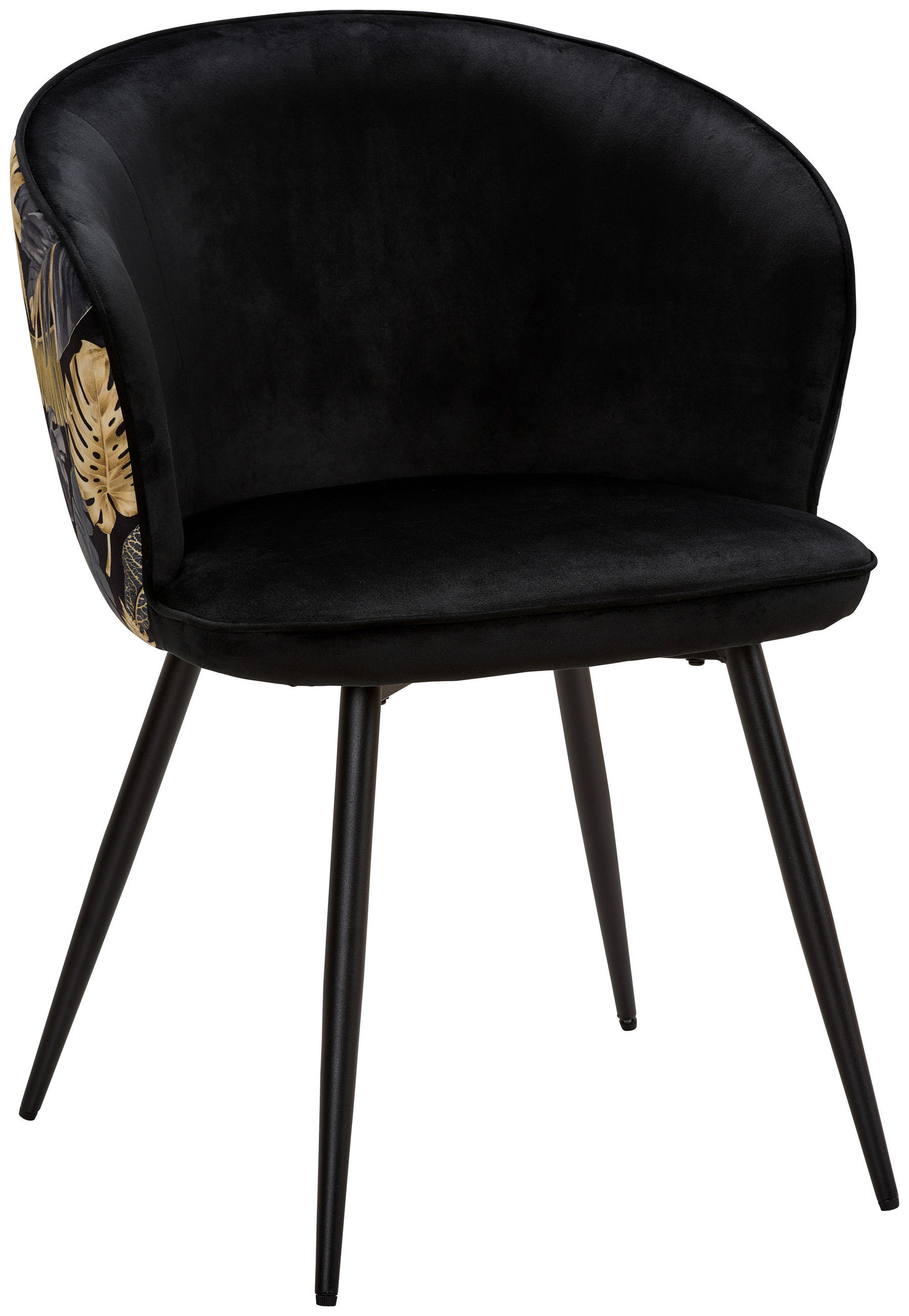 Scaun Cu Brațe din lemn, metal, textil, negru, auriu