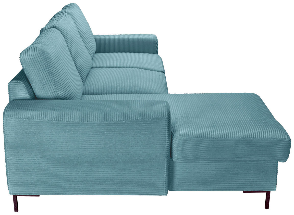 ECKSOFA Türkis Cord  - Türkis/Schwarz, KONVENTIONELL, Textil/Metall (150/240cm) - Carryhome