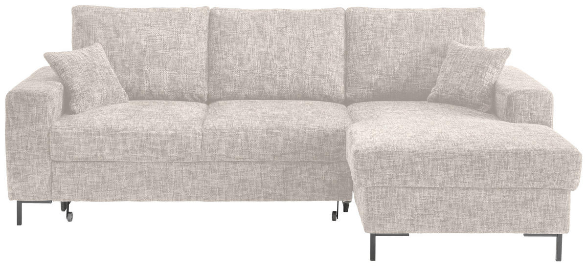 ECKSCHLAFSOFA  mit Rücken echt Struktur Creme  - Creme/Schwarz, KONVENTIONELL, Textil/Metall (237/143cm) - Livetastic