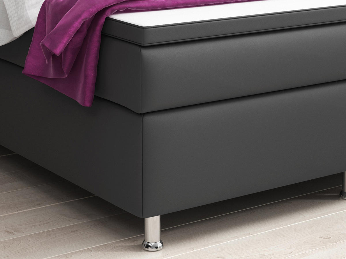 BOXSPRINGBETT 180/200 cm  in Anthrazit  - Anthrazit/Silberfarben, KONVENTIONELL, Textil/Metall (180/200cm) - MID.YOU