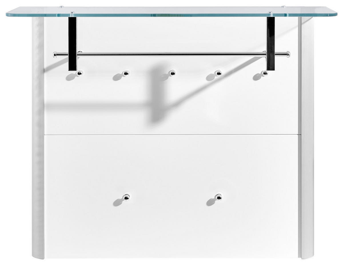 GARDEROBENPANEEL  in 96/78/33 cm  - Weiß Hochglanz/Alufarben, Design, Glas/Holzwerkstoff (96/78/33cm) - Moderano