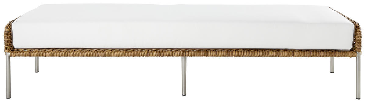 LOUNGEHOCKER 180/39/50 cm Edelstahl  - Edelstahlfarben/Weiß, Natur, Kunststoff/Metall (180/39/50cm) - Amatio