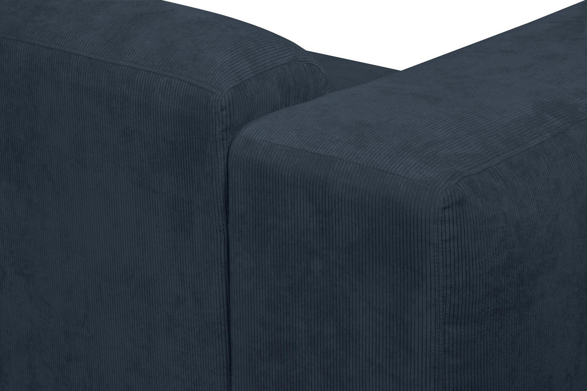 ECKSOFA HANNAH Blau Cord  - Blau/Schwarz, Design, Kunststoff/Textil (343/170cm) - MID.YOU