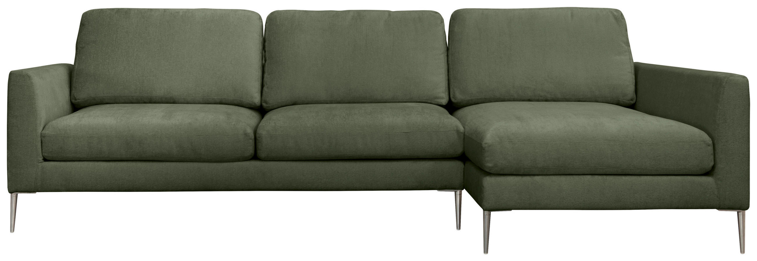 ECKSOFA Grün Chenille  - Silberfarben/Grün, KONVENTIONELL, Textil/Metall (284/143cm) - Carryhome
