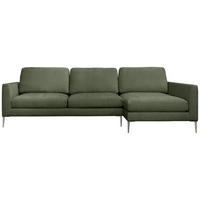 ECKSOFA Grün Chenille  - Silberfarben/Grün, KONVENTIONELL, Textil/Metall (284/143cm) - Carryhome