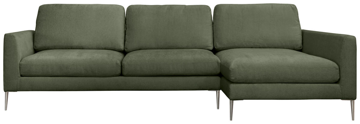 ECKSOFA Grün Chenille  - Silberfarben/Grün, KONVENTIONELL, Textil/Metall (284/143cm) - Carryhome