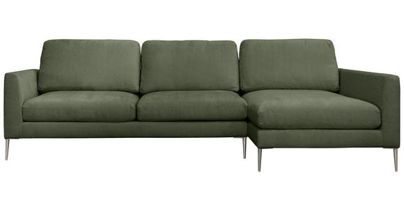 ECKSOFA Grün Chenille Rückenkissen, Rücken echt  - Silberfarben/Grün, KONVENTIONELL, Textil/Metall (284/143cm) - Carryhome