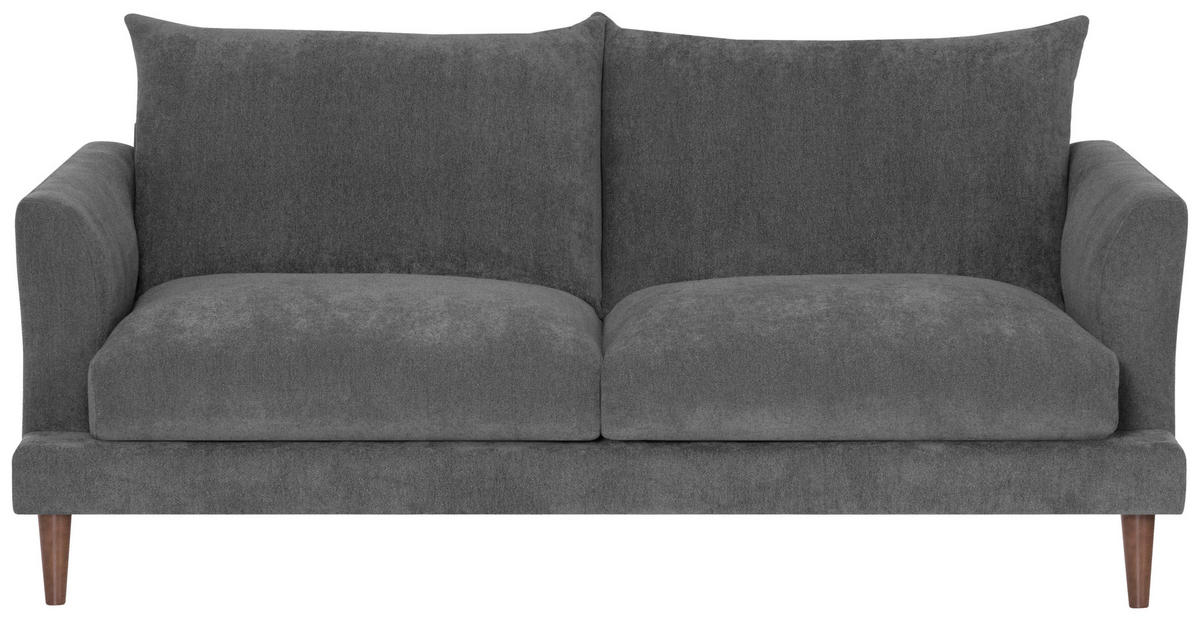 2,5-SITZER in Flachgewebe Grau  - Dunkelbraun/Grau, Konventionell, Holz/Textil (182/82/97cm) - MID.YOU