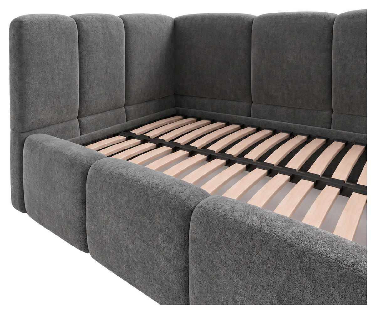POLSTERBETT 140/200 cm,  in Anthrazit, Lattenrost, Bettkasten,  - Anthrazit/Schwarz, Design, Holz/Textil (140/200cm) - Chameo