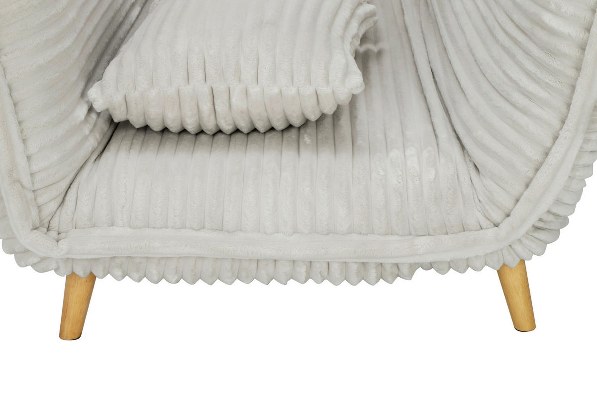 SCHLAFSOFA Cord Weiß  - Walnussfarben/Weiß, MODERN, Holz/Textil (92/216/87/26/150cm) - Livetastic