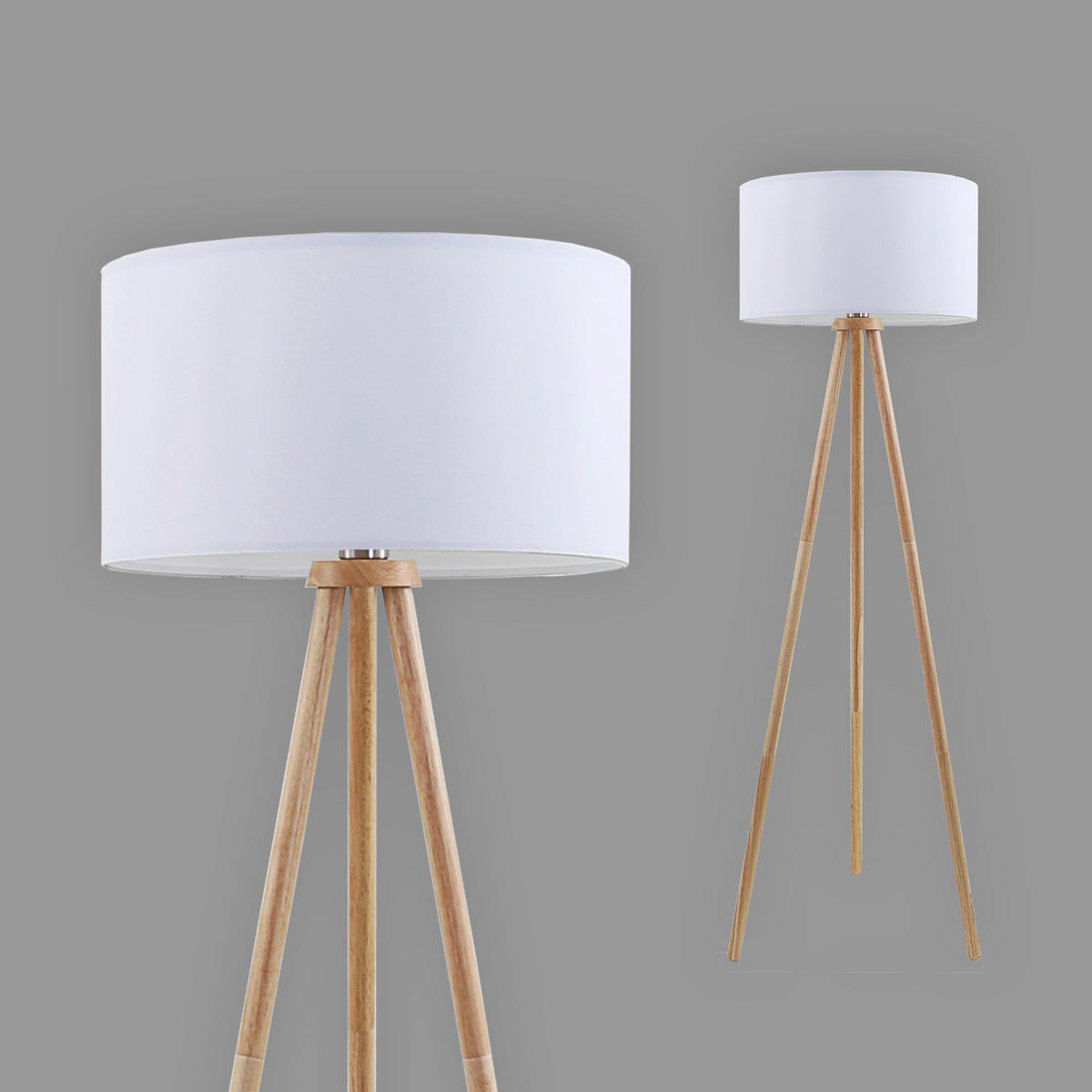 STEHLEUCHTE 50/148 cm    - Buchefarben/Weiß, Natur, Holz/Textil (50/148cm)