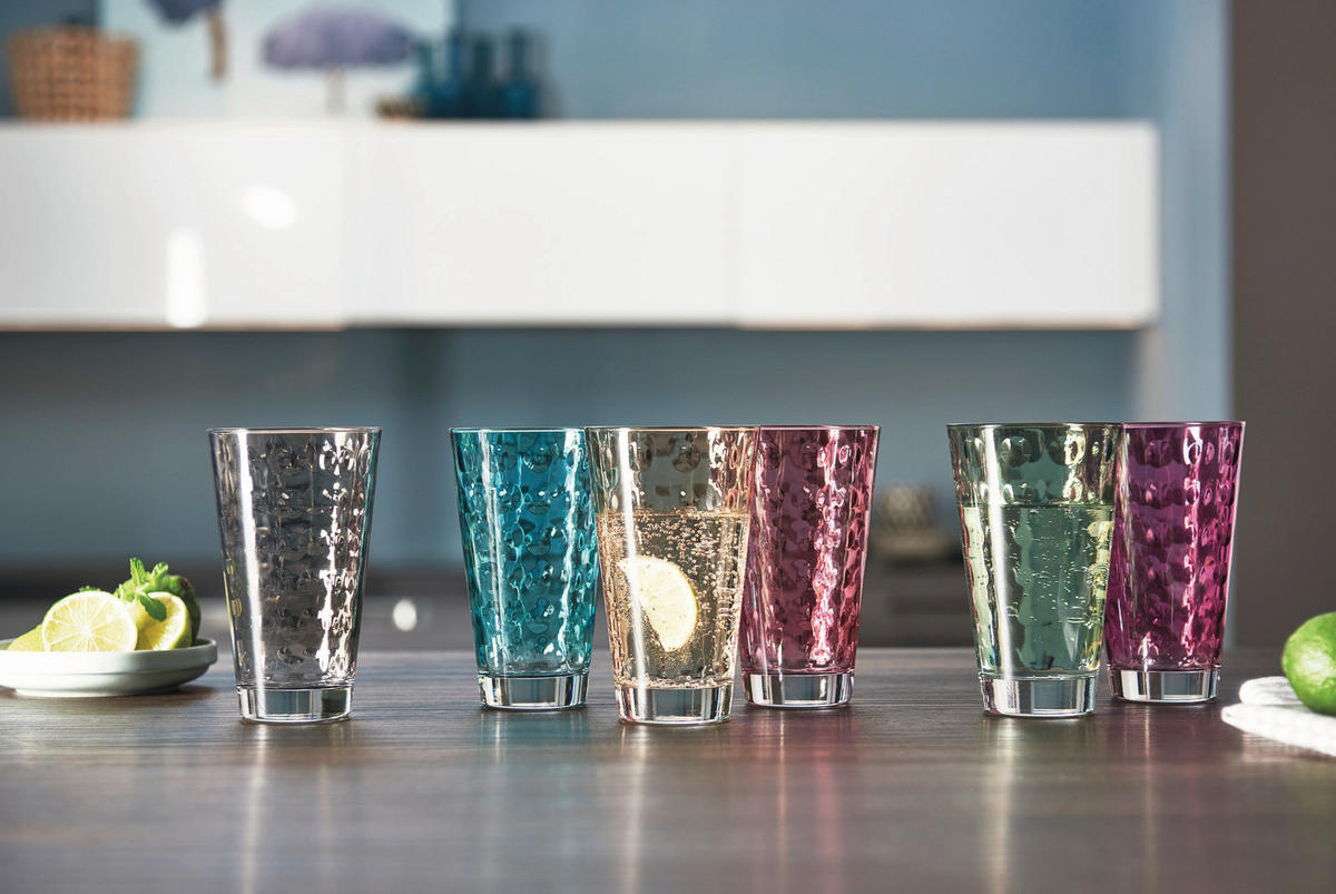 GLÄSERSET Optic 6-teilig  - Multicolor, Basics, Glas (24,5/13,4/16,4cm) - Leonardo