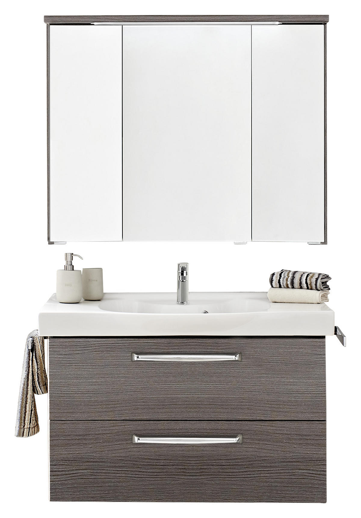 BADEZIMMER  in 92 cm  - Graphitfarben, KONVENTIONELL, Holzwerkstoff (92cm) - Sadena