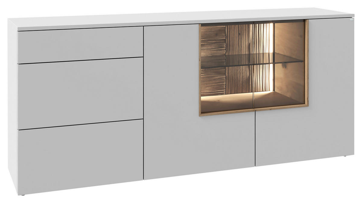 SIDEBOARD VLACERA LIVING 192/84/45 cm 3 Schublade(n)  - Wildeiche/Weiß, Design, Glas/Holz (192/84/45cm) - Voglauer