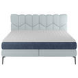 BOXSPRINGBETT 180/200 cm  in Hellblau, Dunkelblau  - Schwarz/Dunkelblau, Design, Leder/Textil (180/200cm) - Esposa