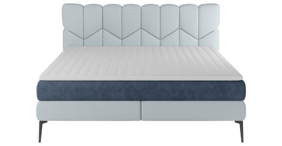 BOXSPRINGBETT 180/200 cm  in Hellblau, Dunkelblau  - Schwarz/Dunkelblau, Design, Leder/Textil (180/200cm) - Esposa