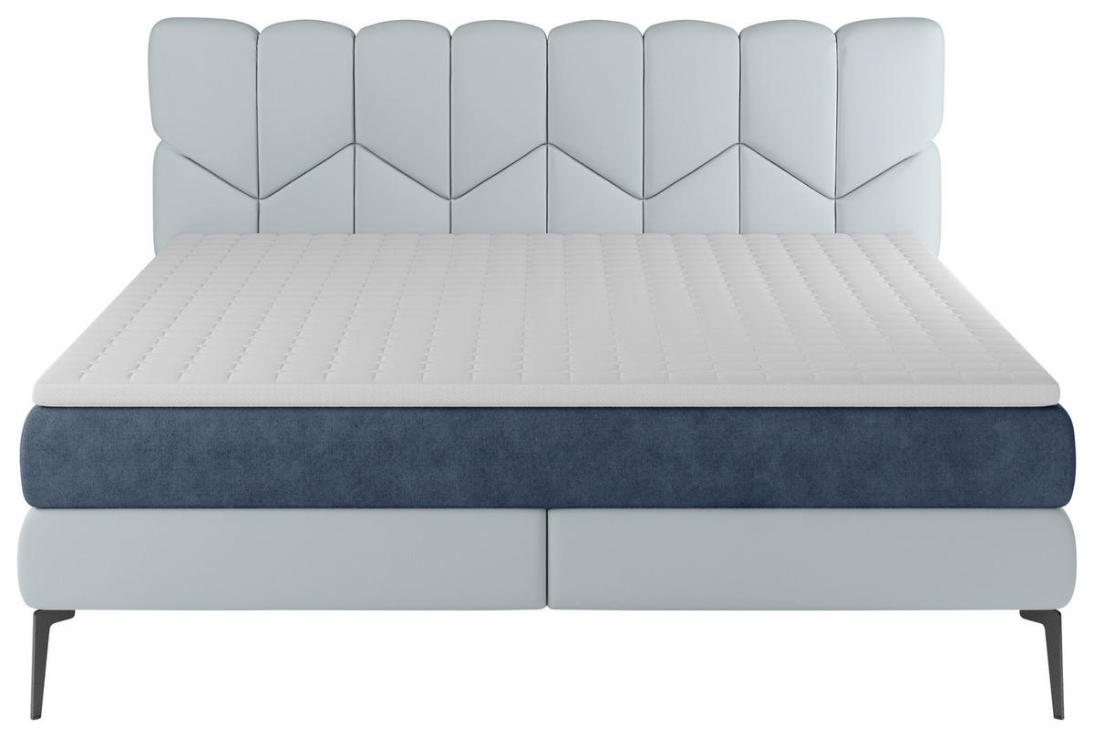 BOXSPRINGBETT 180/200 cm  in Hellblau, Dunkelblau  - Schwarz/Dunkelblau, Design, Leder/Textil (180/200cm) - Esposa