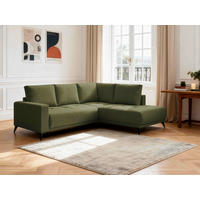 ECKSOFA RAFAEL Grün Struktur Rückenkissen, Bettkasten  - Schwarz/Grün, Design, Textil/Metall (269/218cm) - P & B