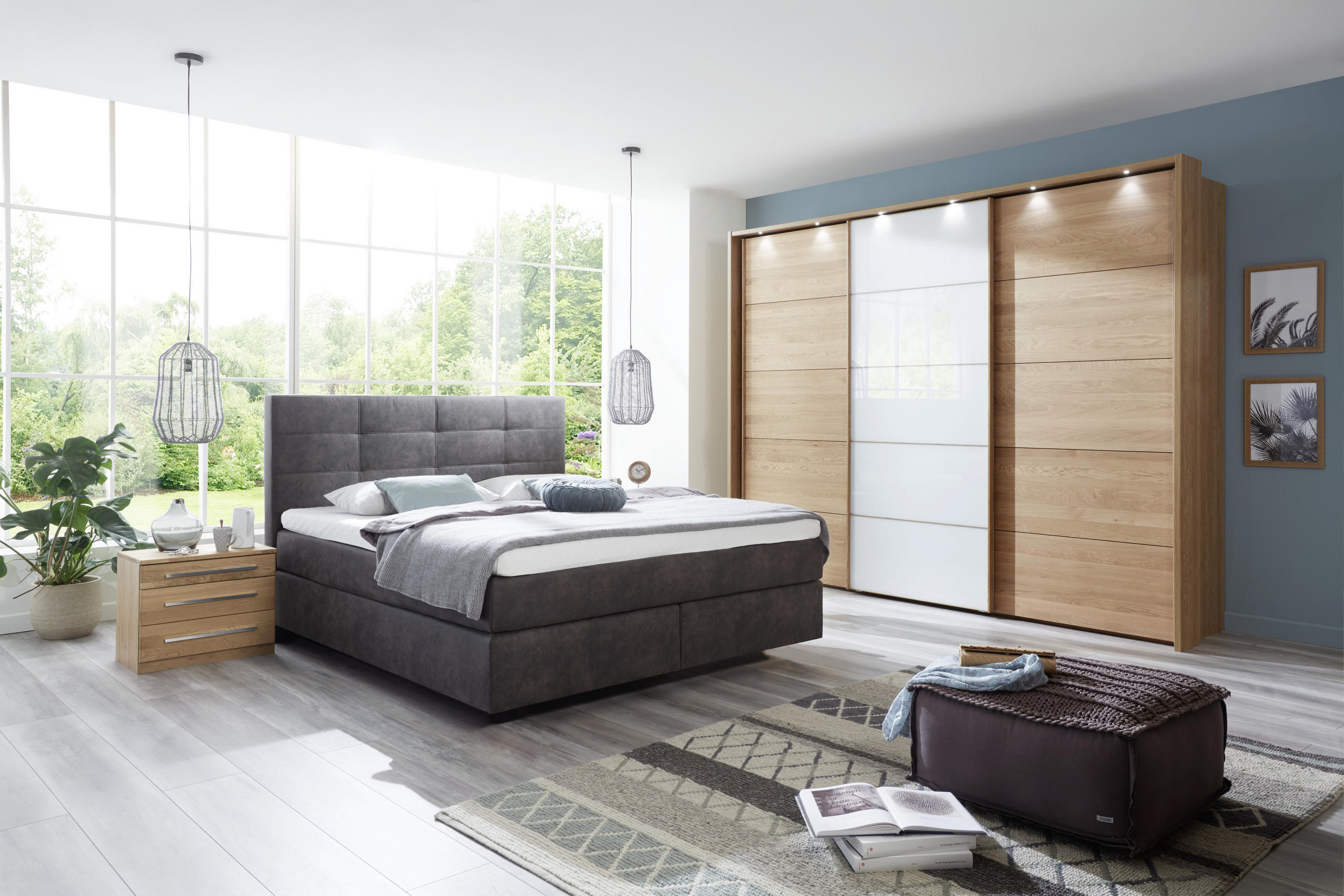 BOXSPRINGBETT 180/200 cm  in Schlammfarben  - Chromfarben/Schlammfarben, KONVENTIONELL, Kunststoff/Textil (180/200cm) - Voleo