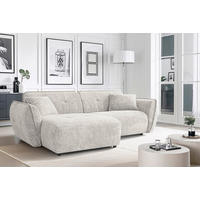 ECKSOFA Nelia Beige Chenille  - Beige/Schwarz, Design, Kunststoff/Textil (155/252cm) - P & B