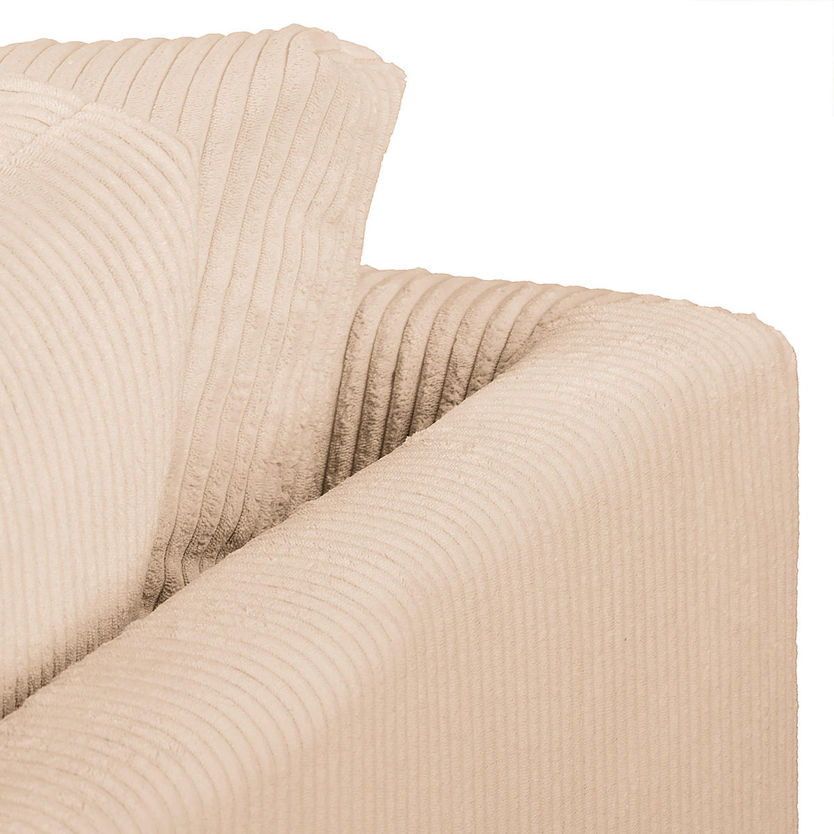 ECKSOFA inkl. Hocker Ariella in Cord Creme  231/161 cm  - Creme/Naturfarben, Design, Holz/Textil (231/161cm) - Livetastic