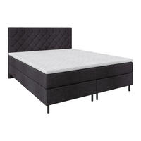 BOXSPRINGBETT 140/200 cm,  in Schwarz, Matratze, Topper, H2 = mittel  - Schwarz, KONVENTIONELL, Textil/Metall (140/200cm) - Chameo