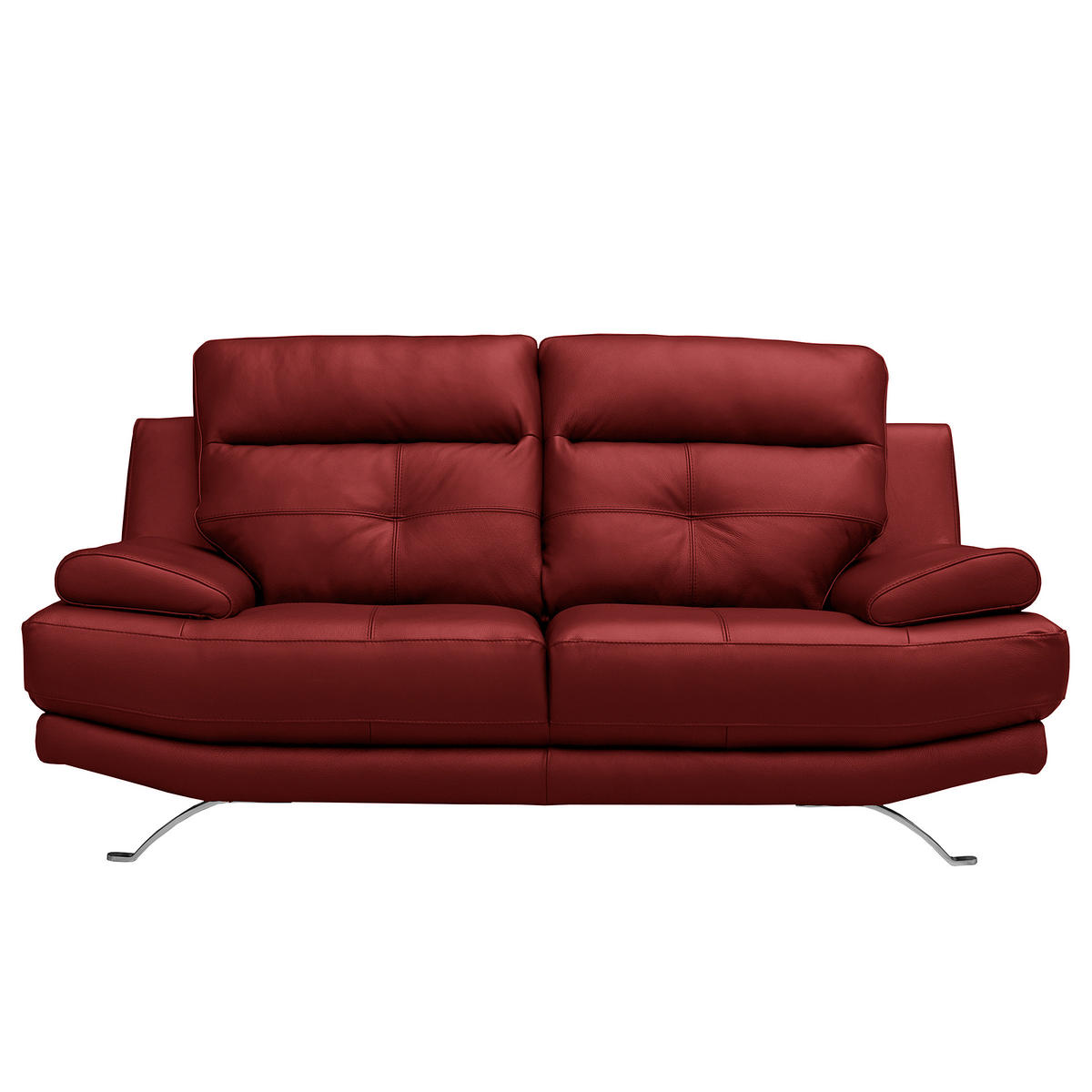 2-SITZER-SOFA  in Echtleder Rot   - Chromfarben/Rot, Design, Leder/Metall (185/92/99cm) - Livetastic