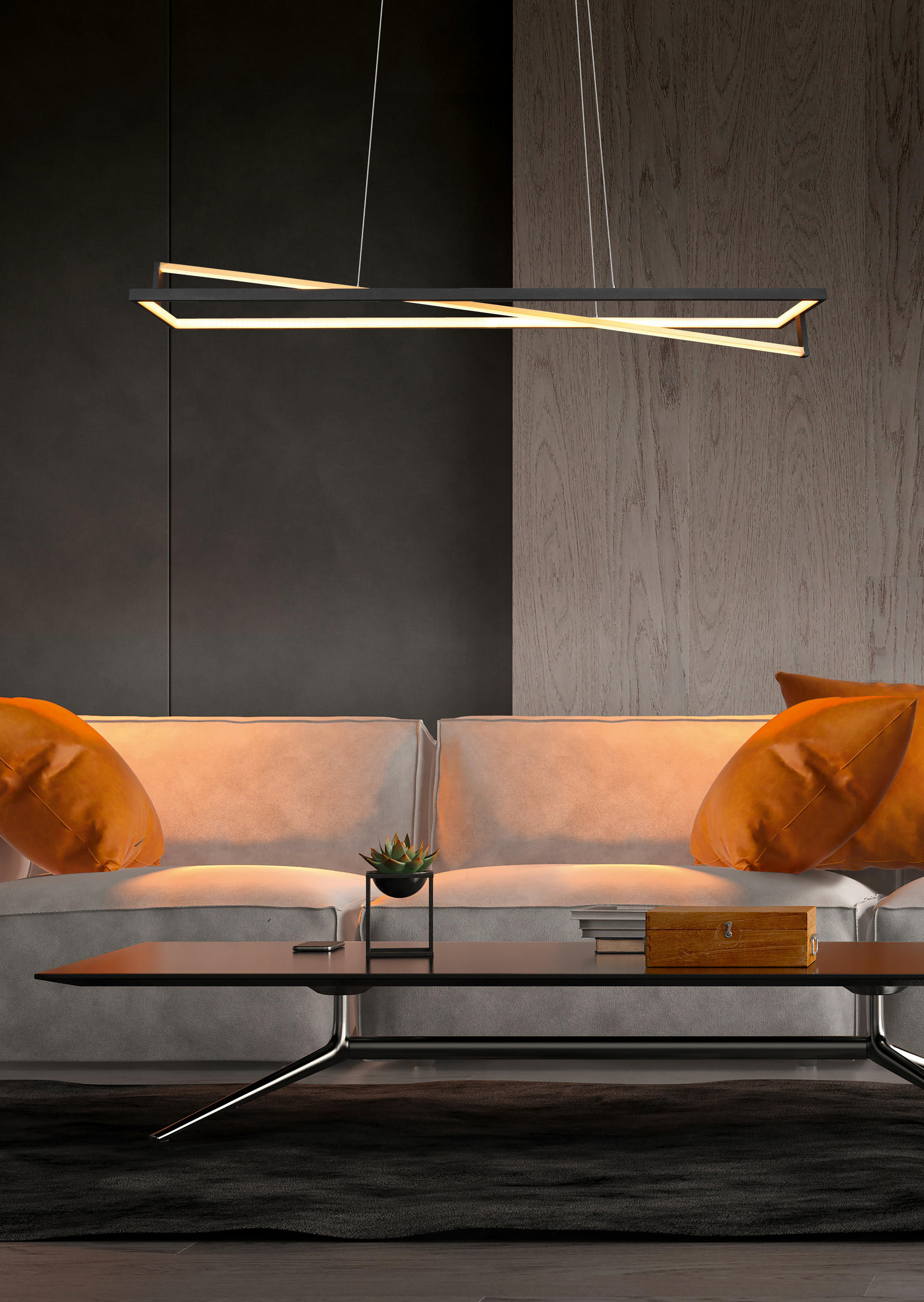 LED-HÄNGELEUCHTE  118/150/19 cm   - Messingfarben/Schwarz, Design, Metall (118/150/19cm)