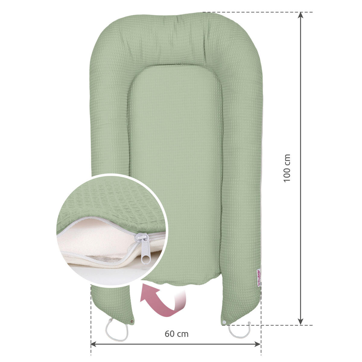 KUSCHELNEST babybay Kuschelnest Waffelpiqué  90/50/13 cm   - Jadegrün, Basics, Textil (90/50/13cm) - Babybay