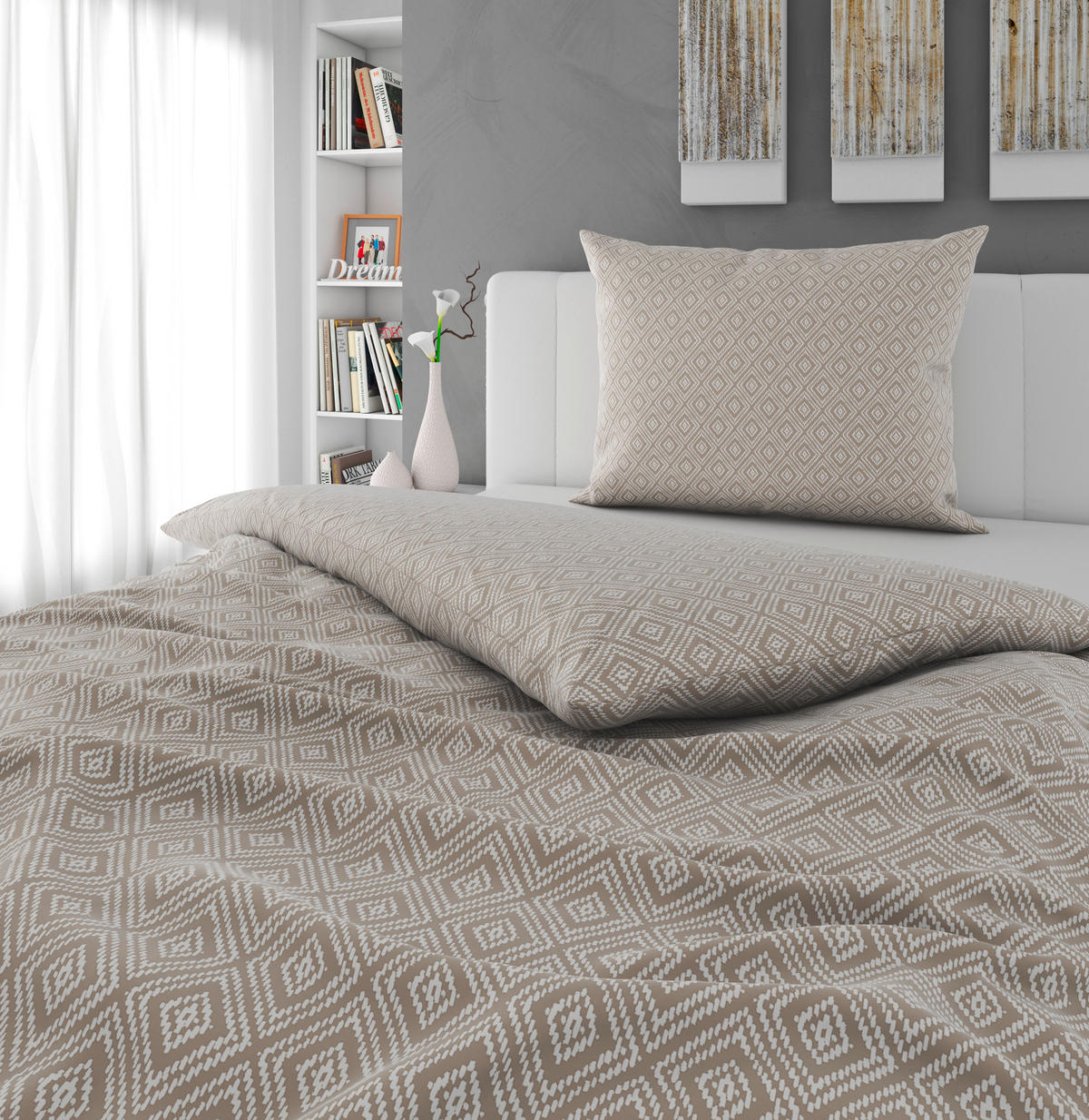 BETTWÄSCHE Mavie Satin 140/200 cm  - Taupe, KONVENTIONELL, Textil (140/200cm) - Novel