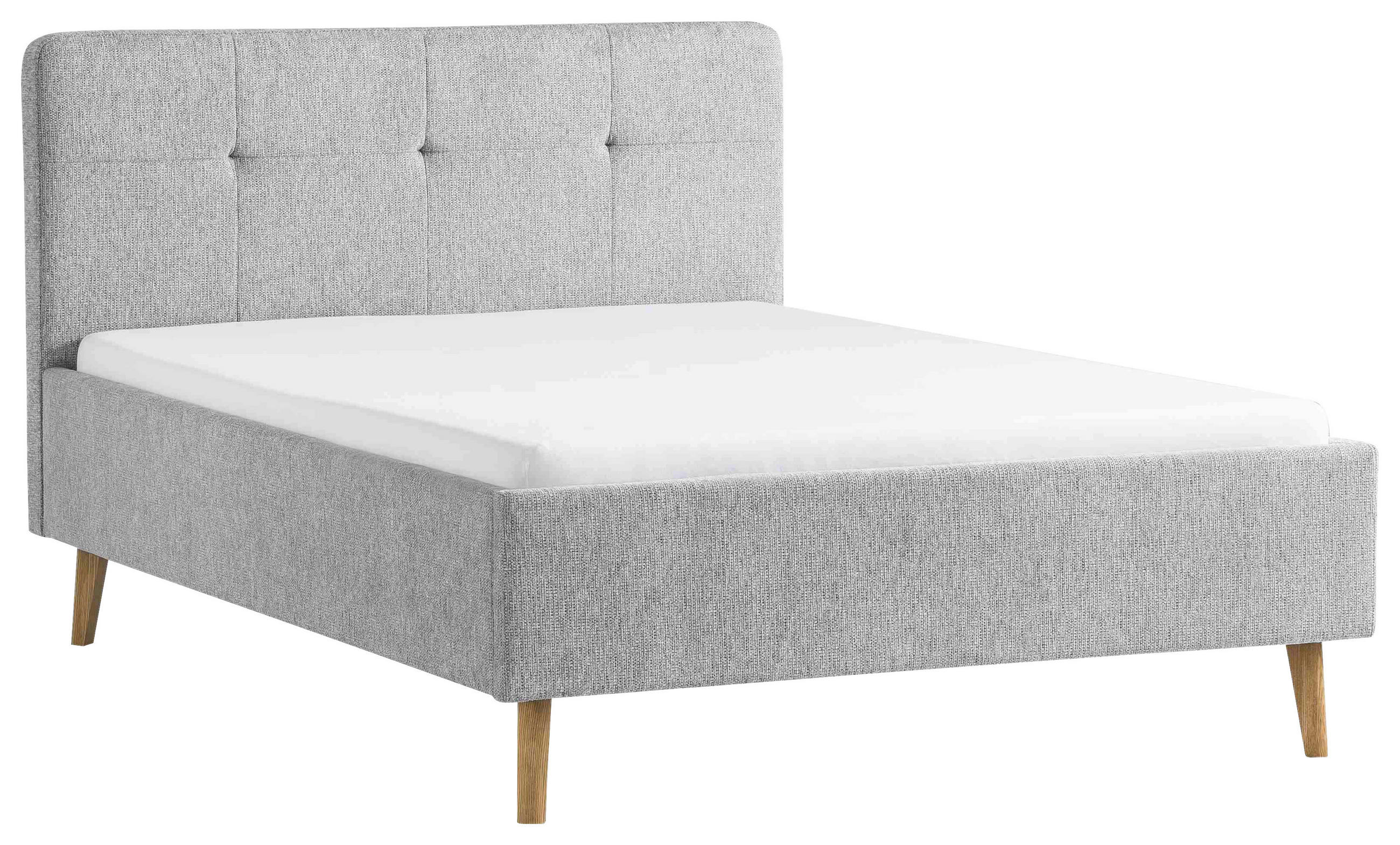 POLSTERBETT 140/200 cm, inkl.  in Grau  - Eichefarben/Grau, Basics, Holz/Textil (140/200cm) - Boxxx