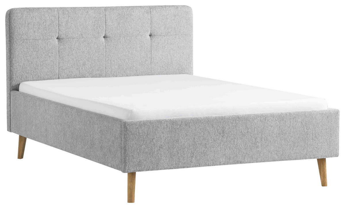 POLSTERBETT 140/200 cm, inkl.  in Grau  - Eichefarben/Grau, Basics, Holz/Textil (140/200cm) - Boxxx