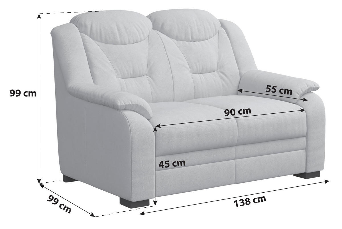 2-SITZER-SOFA Chenille Schwarz  - Schwarz, Basics, Kunststoff/Textil (138/99/99cm) - MID.YOU