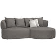 ECKSOFA in Plüsch Graphitfarben  235/166 cm  - Creme/Schwarz, MODERN, Kunststoff/Textil (235/166cm) - Hom`in