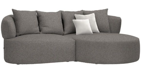 ECKSOFA in Plüsch Graphitfarben  235/166 cm  - Creme/Schwarz, MODERN, Kunststoff/Textil (235/166cm) - Hom`in