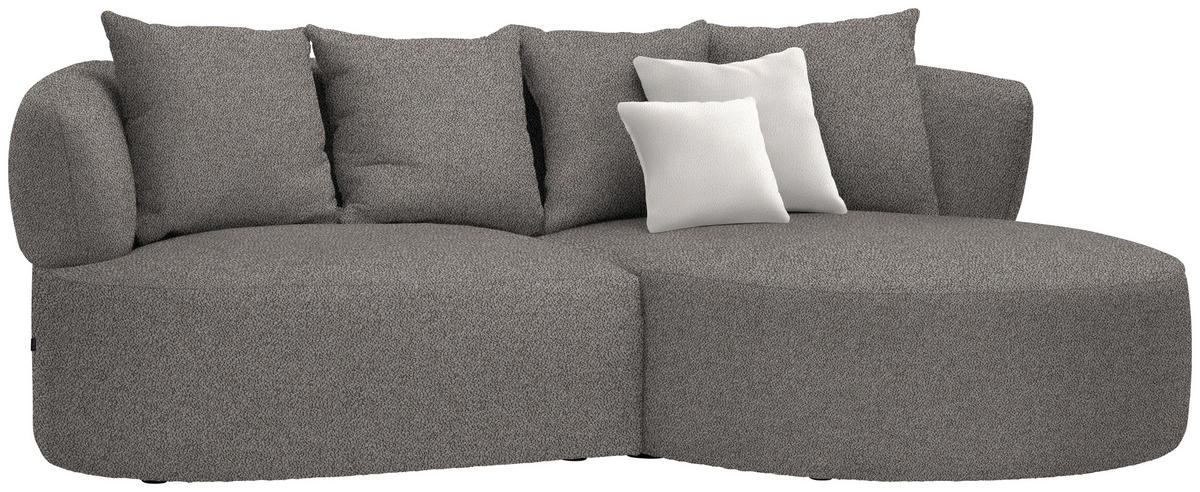 ECKSOFA in Plüsch Graphitfarben  235/166 cm  - Creme/Schwarz, MODERN, Kunststoff/Textil (235/166cm) - Hom`in